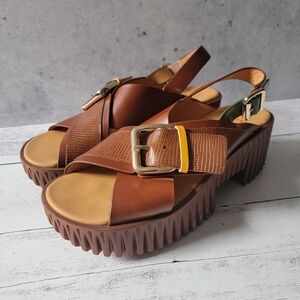 4ccccees, Plia Juno, Tan Brown Platform Sandals with Adjustable Buckle, Sz. 40